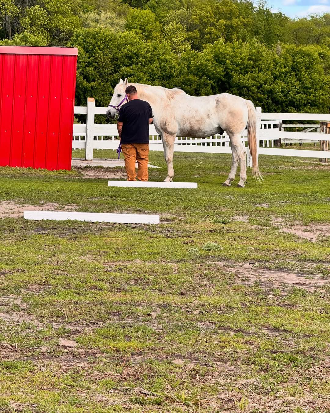 A veteran in a quiet moment with Rocket