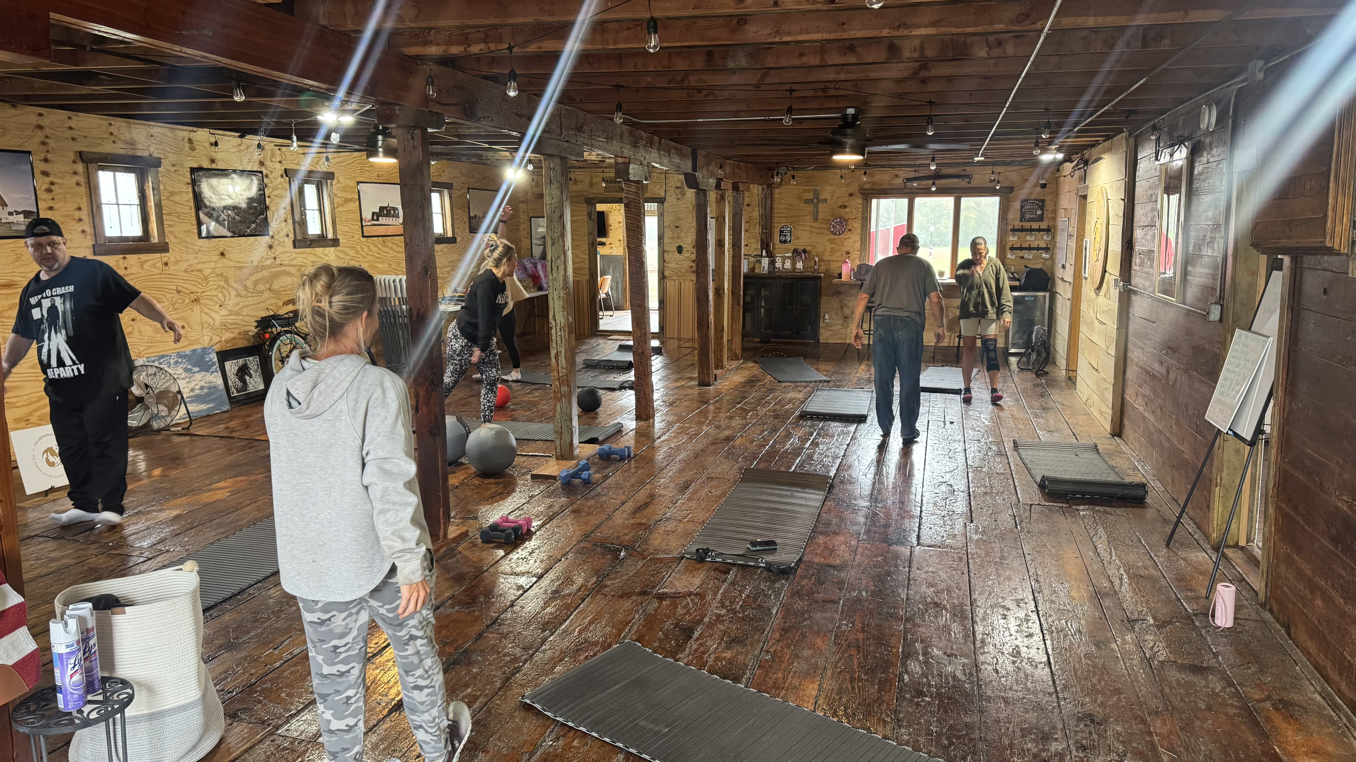 A scene representing wellness and stretching sessions